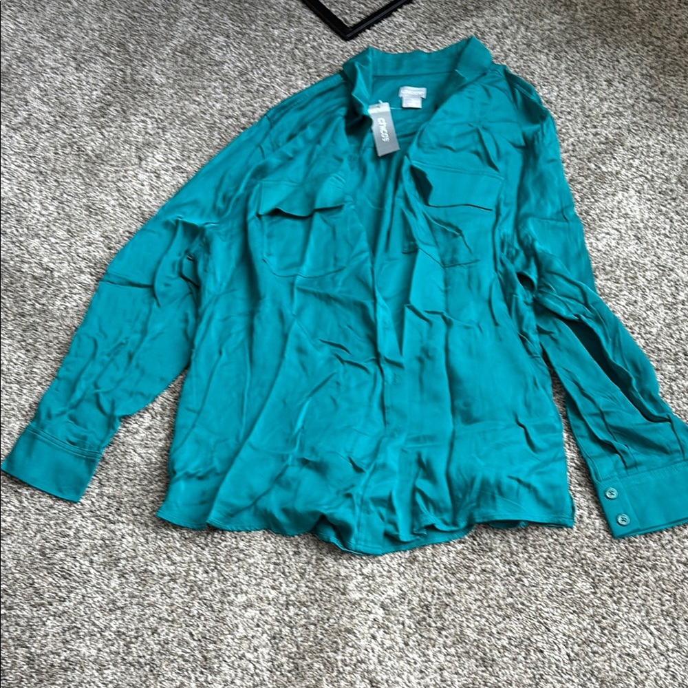 Chico’s Teal Button-Up Shirt